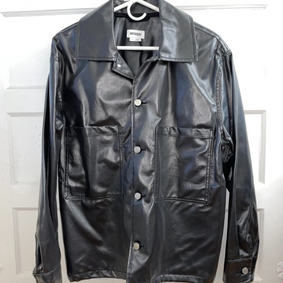 NEW Weekday bryant coated overshirt in black - Picture 5 of 8